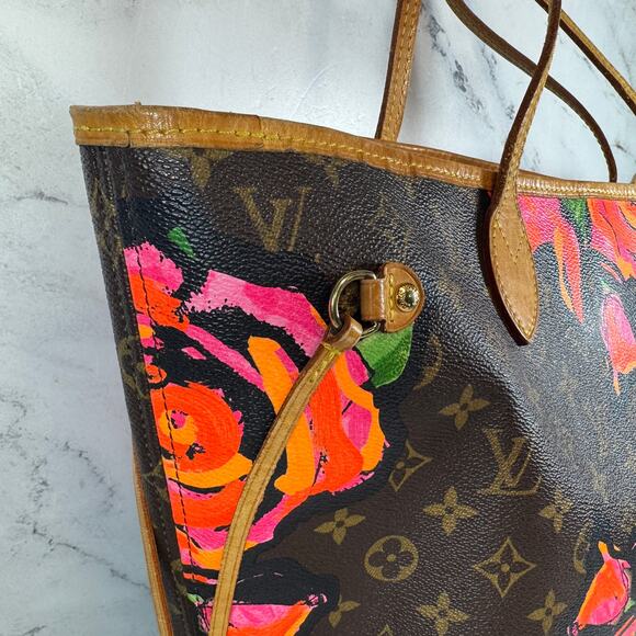 Louis Vuitton Roses Neverfull Bag Stephen Sprouse Monogram Vintage Shoulder Tote - Picture 9 of 15